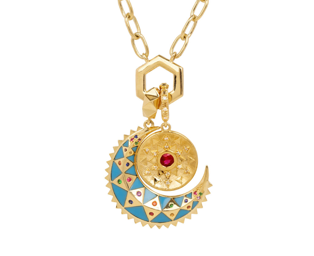 Ruby and Diamond Mini Sun Sign Medallion ONLY