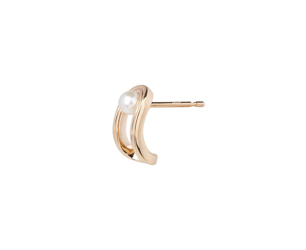 Hirotaka Beluga Oblong Pearl SINGLE Stud Earring Side View
