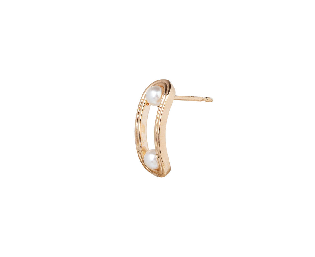 Hirotaka Beluga Pearl SINGLE Stud Earring Side