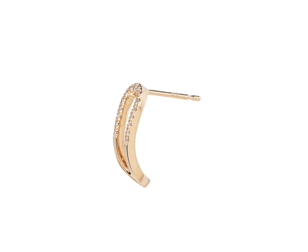 Diamond Beluga Oblong Allonge SINGLE Stud Earring Side View