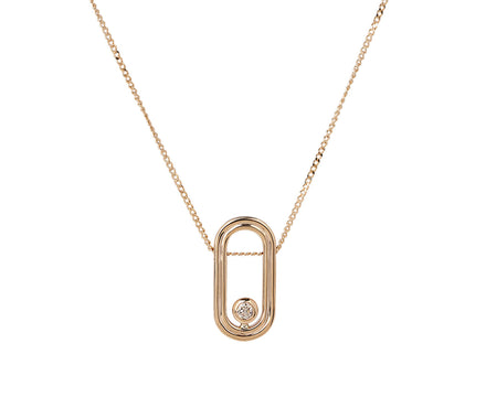 Hirotaka Single Diamond Beluga Oblong Pendant Necklace