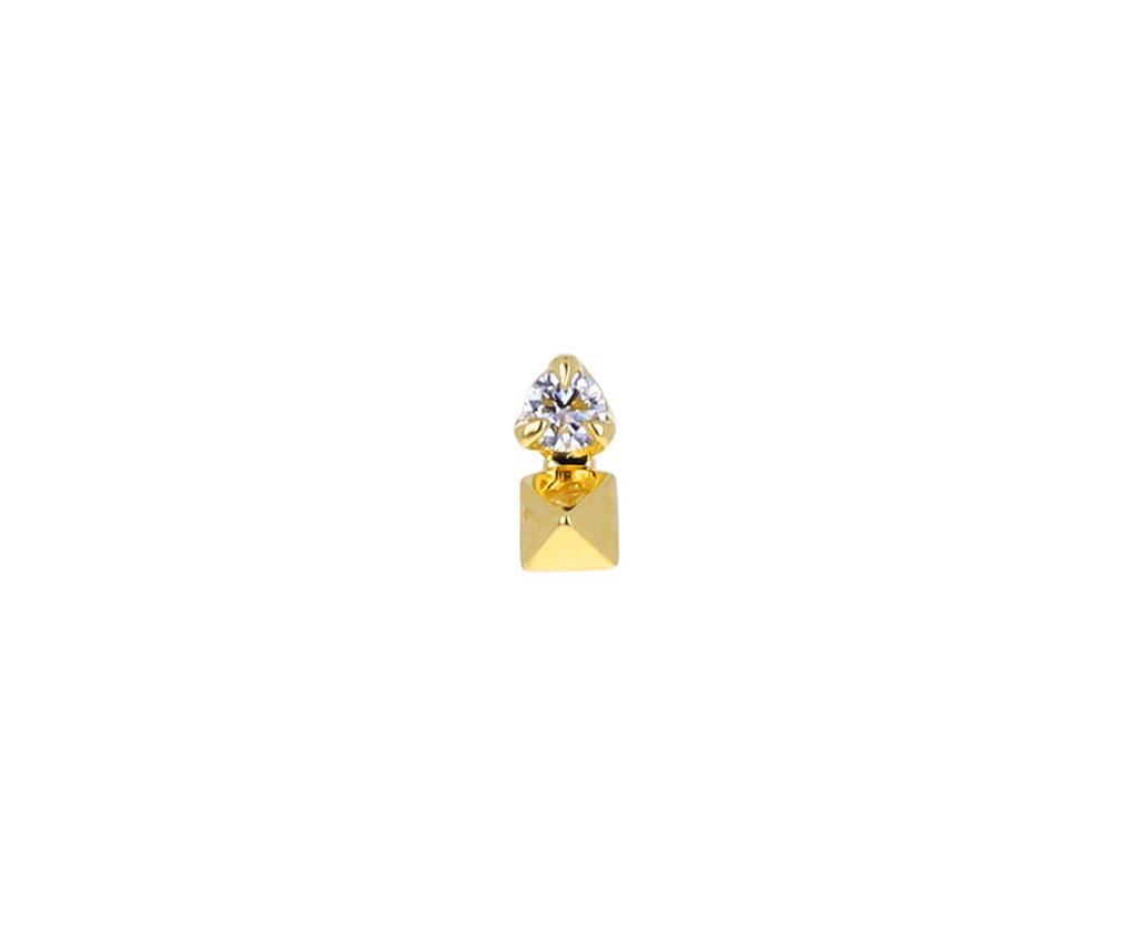 White Diamond Pyramid SINGLE Stud Earring