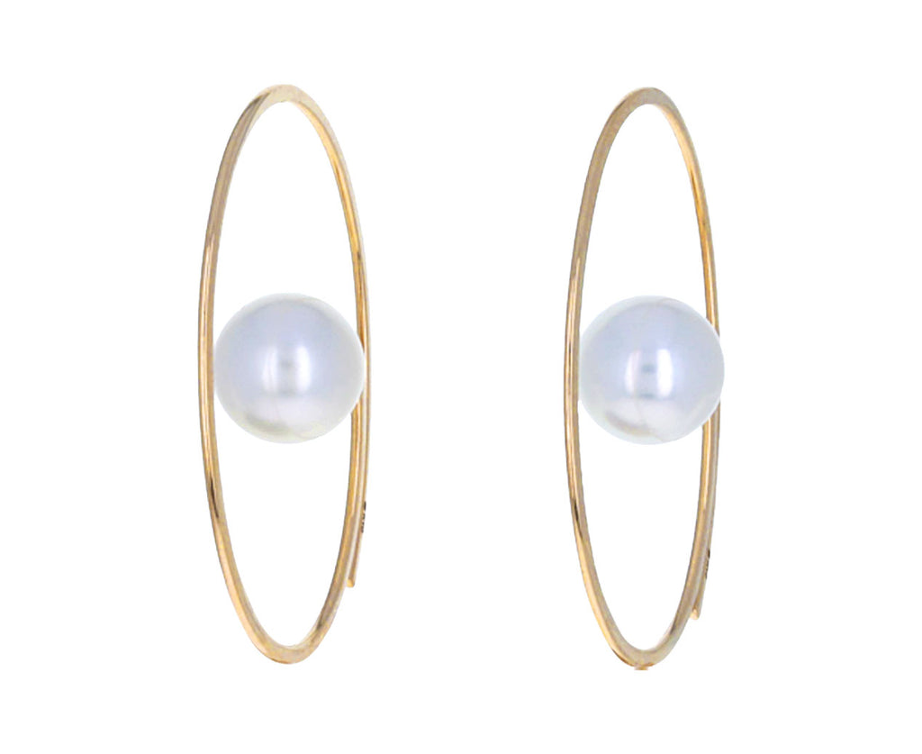 Akoya Pearl Floating Hoop Earrings