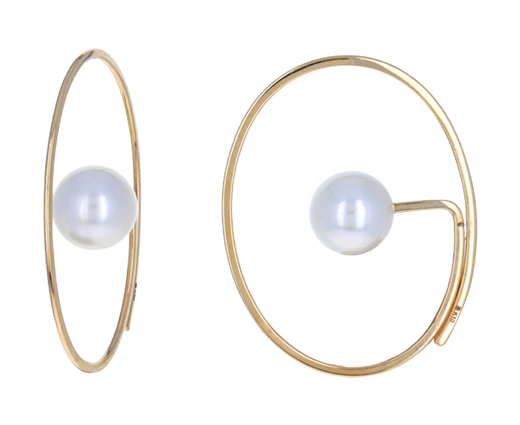 Akoya Pearl Floating Hoop Earrings