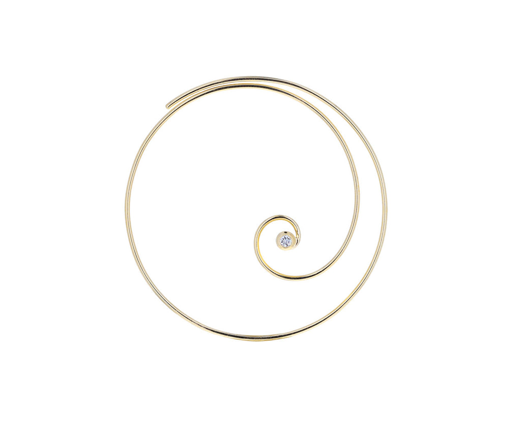 Black and White Diamond Coil Hoop SINGLE Earring