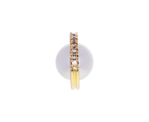 Large Pearl and Diamond Beluga SINGLE Stud Earring