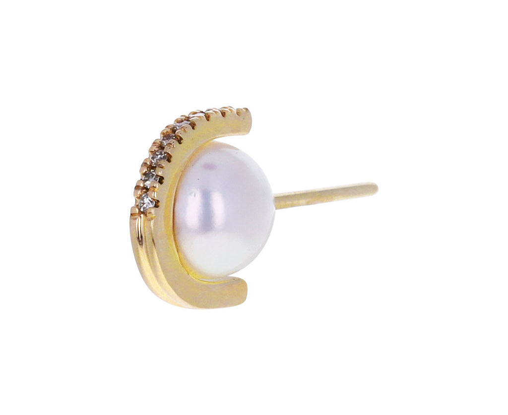 Large Pearl and Diamond Beluga SINGLE Stud Earring