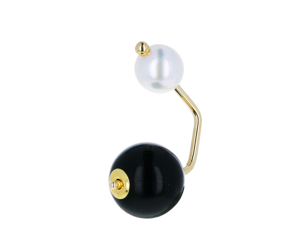Pearl and Onyx Bumble Bee SINGLE Earring