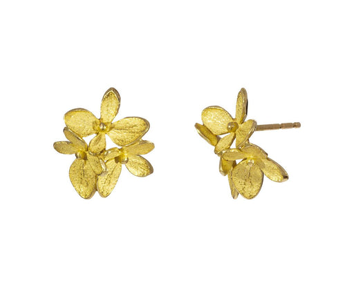 Three Part Gold Hydrangea Post Earrings - TWISTonline 