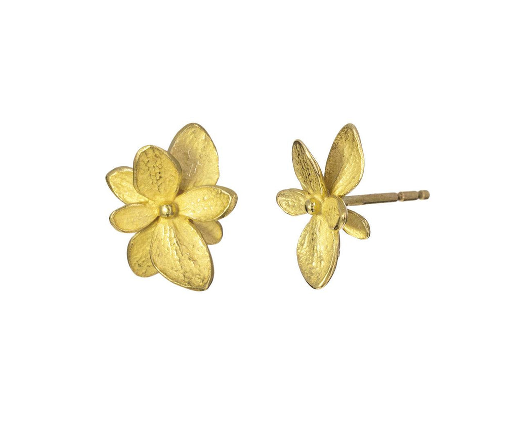 Gold Single Hydrangea Earrings - TWISTonline 