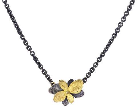 Gold and Blackened Silver Hydrangea Twin Necklace - TWISTonline 
