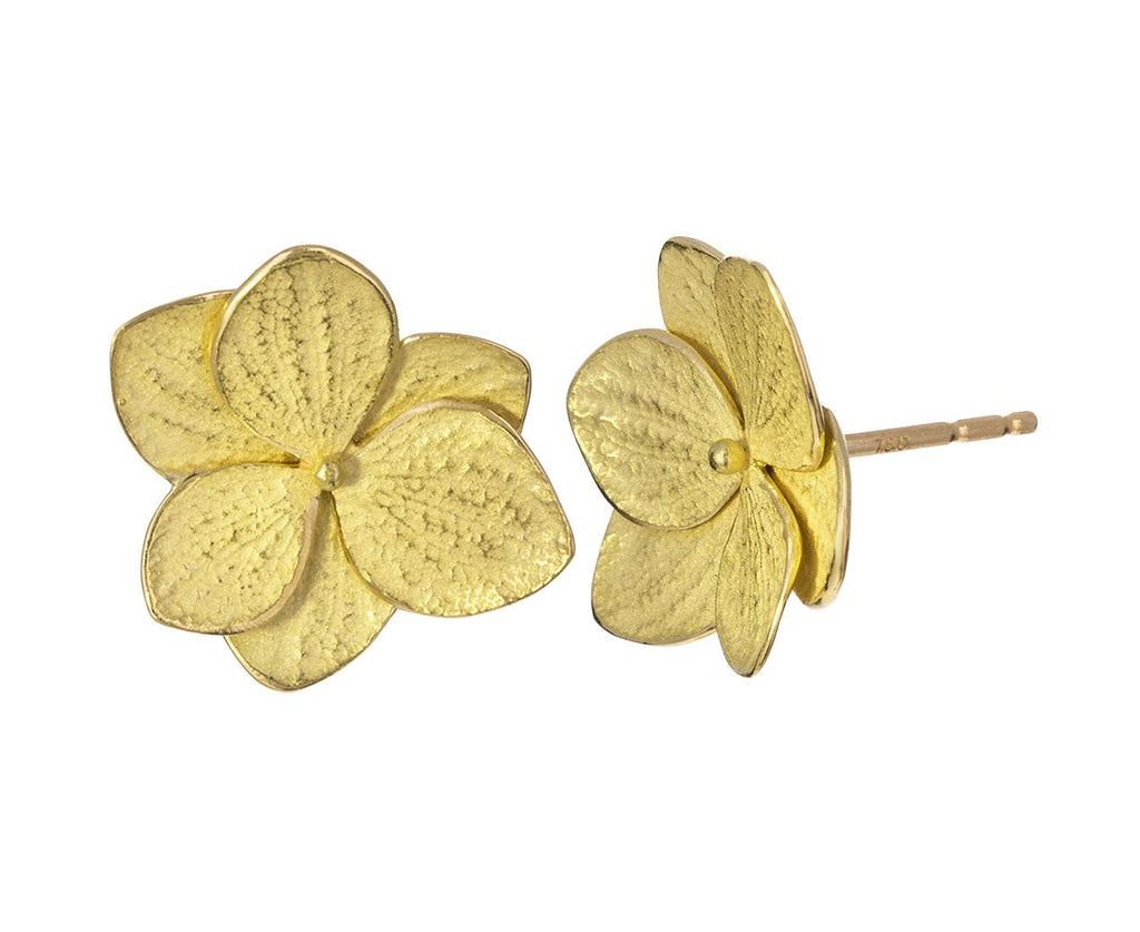Gold Hydrangea Flower Twin Post Earrings - TWISTonline 
