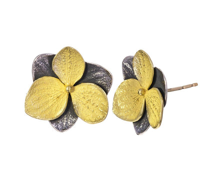 Blackened Silver and Gold Hydrangea Earrings - TWISTonline 