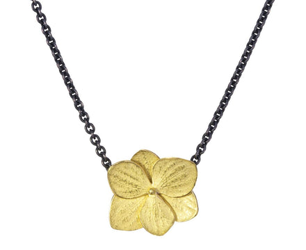 Gold Hydrangea Twin Flower Pendant Necklace - TWISTonline 