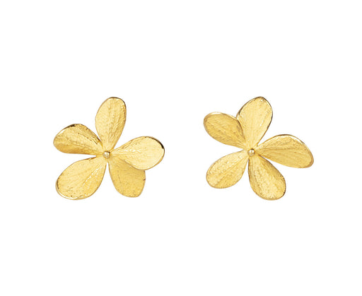 Gold Large Hydrangea Stud Earrings