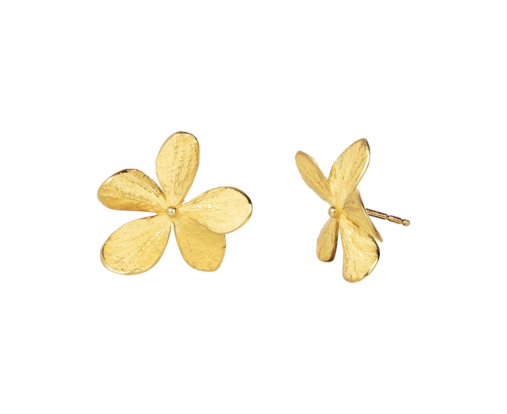 Gold Large Hydrangea Stud Earrings