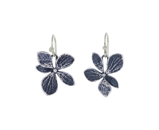 Oxidized Sterling Silver Single Hydrangea Drop earrings