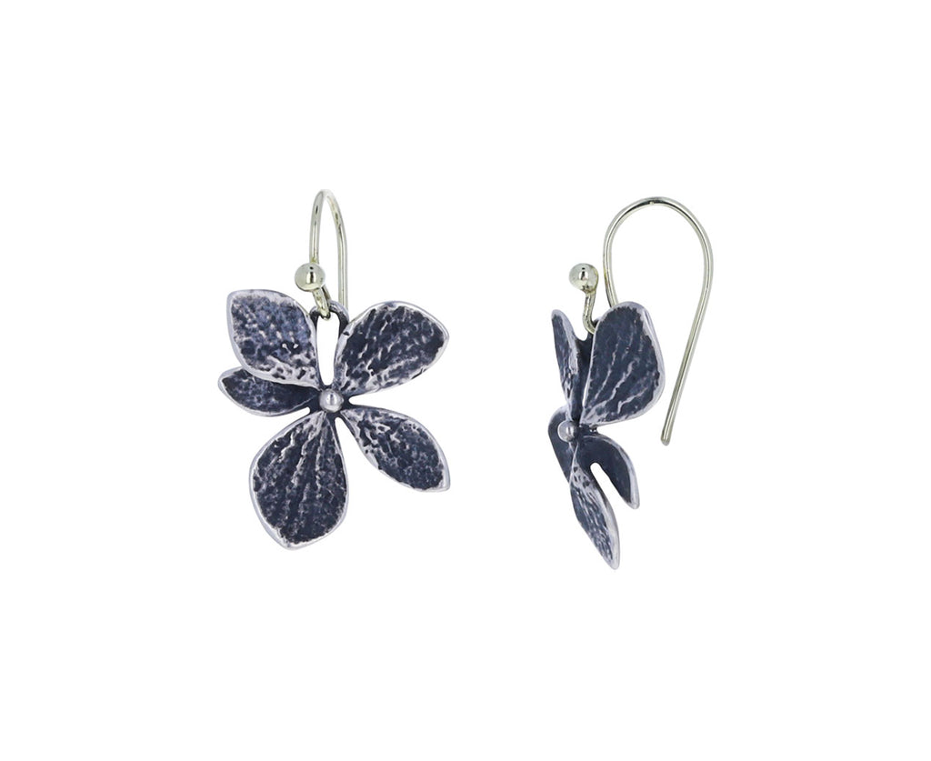 Oxidized Sterling Silver Single Hydrangea Drop earrings