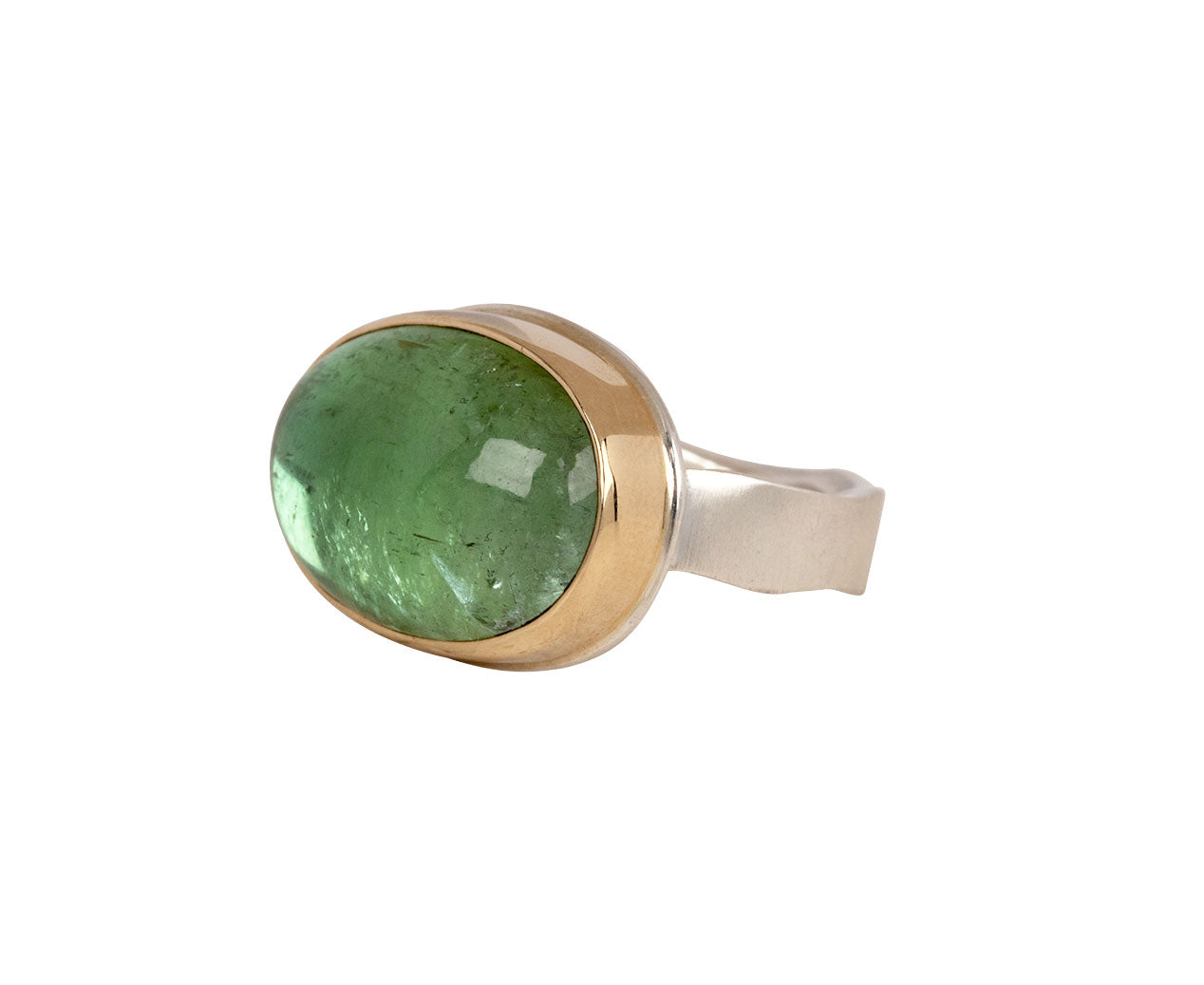 Jamie Joseph Oval Smooth Green Tourmaline Ring
