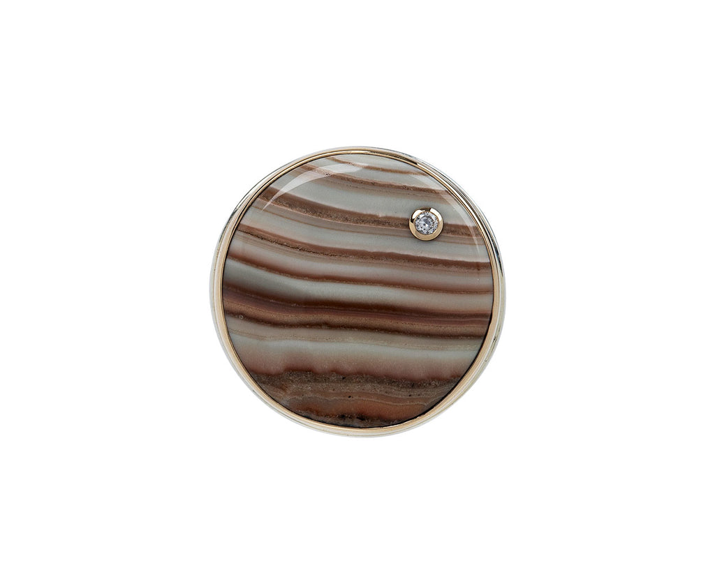Jamie Joseph Round Saturn Chalcedony and Diamond Ring Front