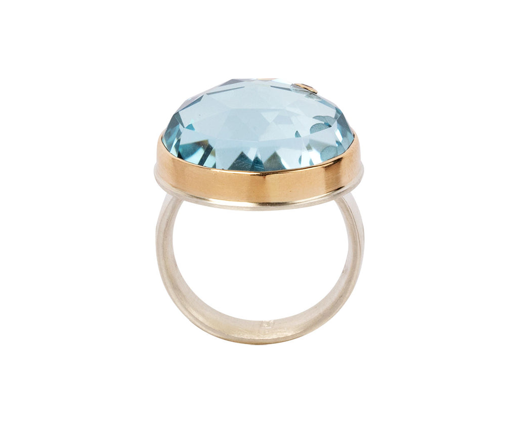 Round Blue Topaz and Diamond Ring