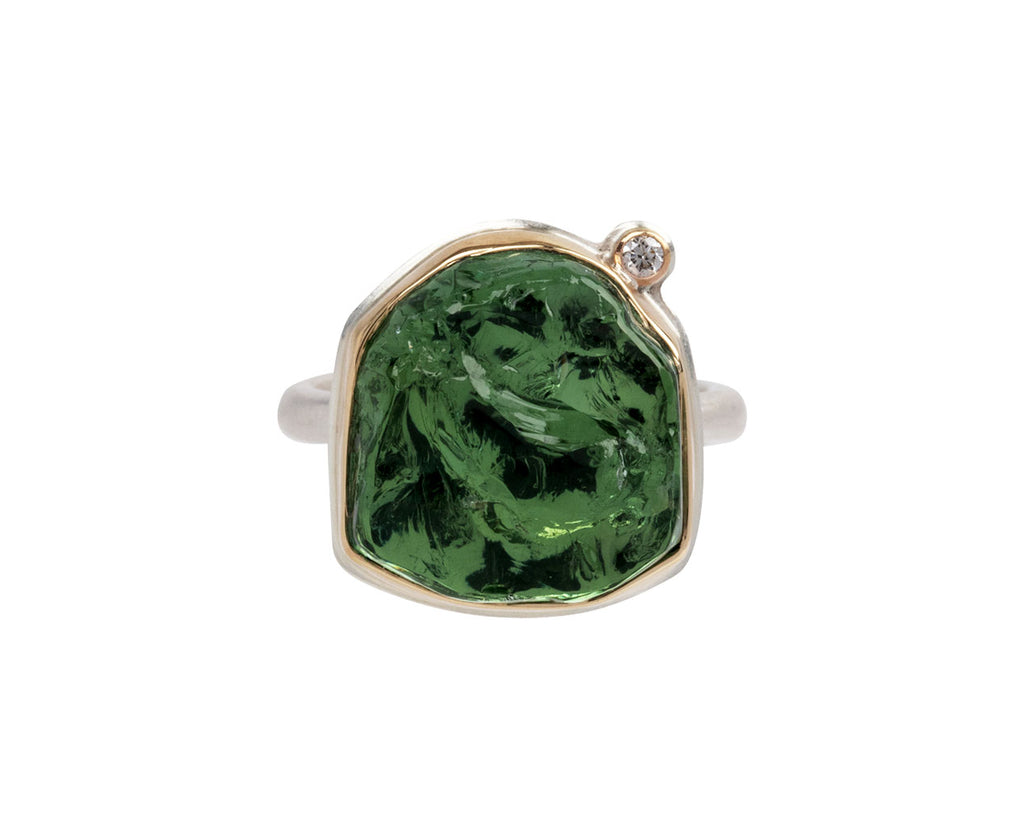 Jamie Joseph Asymmetrical Nigerian Green Tourmaline Diamond Ring