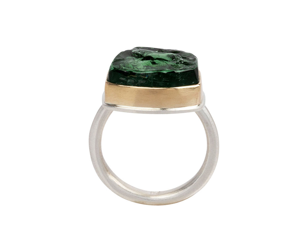 Jamie Joseph Asymmetrical Nigerian Green Tourmaline Diamond Ring Top