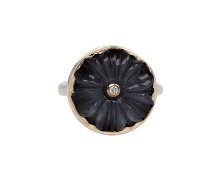 Jamie Joseph Carved Gray Moonstone Flower Ring