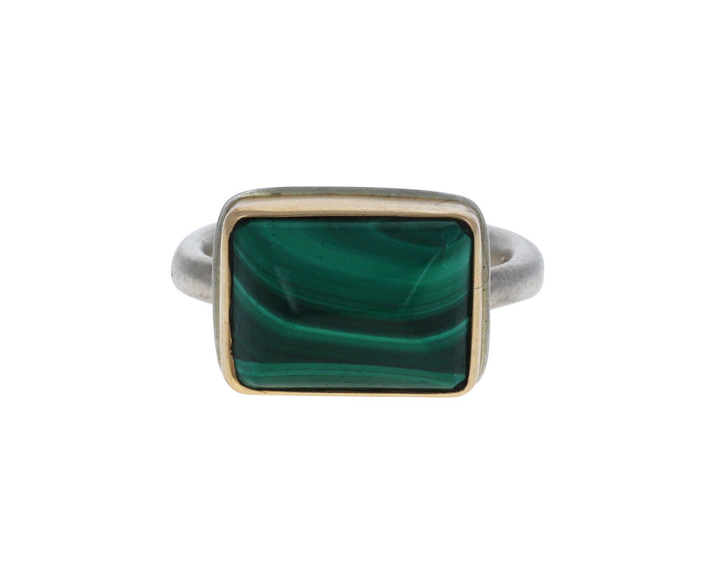 Inverted Rectangular Malachite Ring
