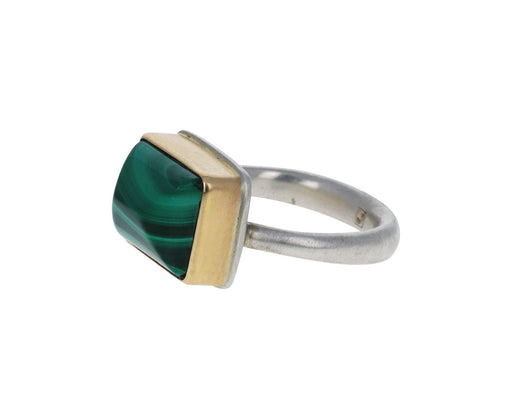 Inverted Rectangular Malachite Ring