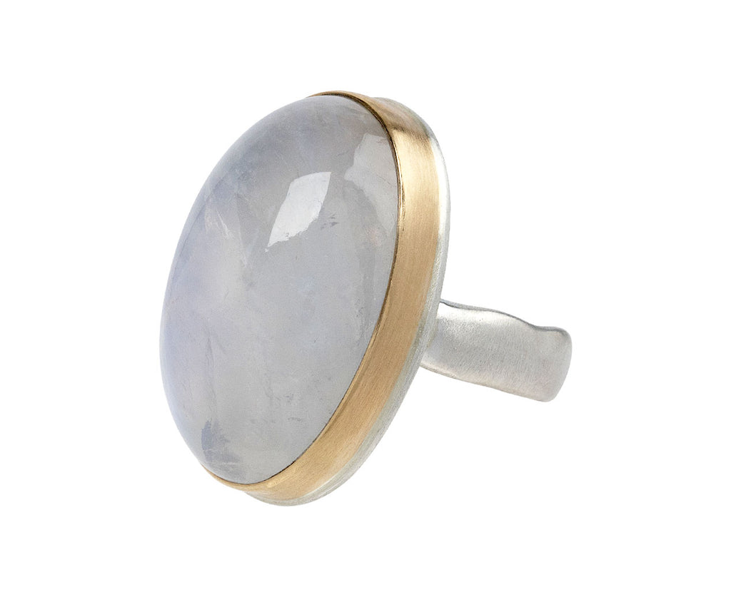 Jamie Joseph Large Oval Smooth White Rainbow Moonstone Ring