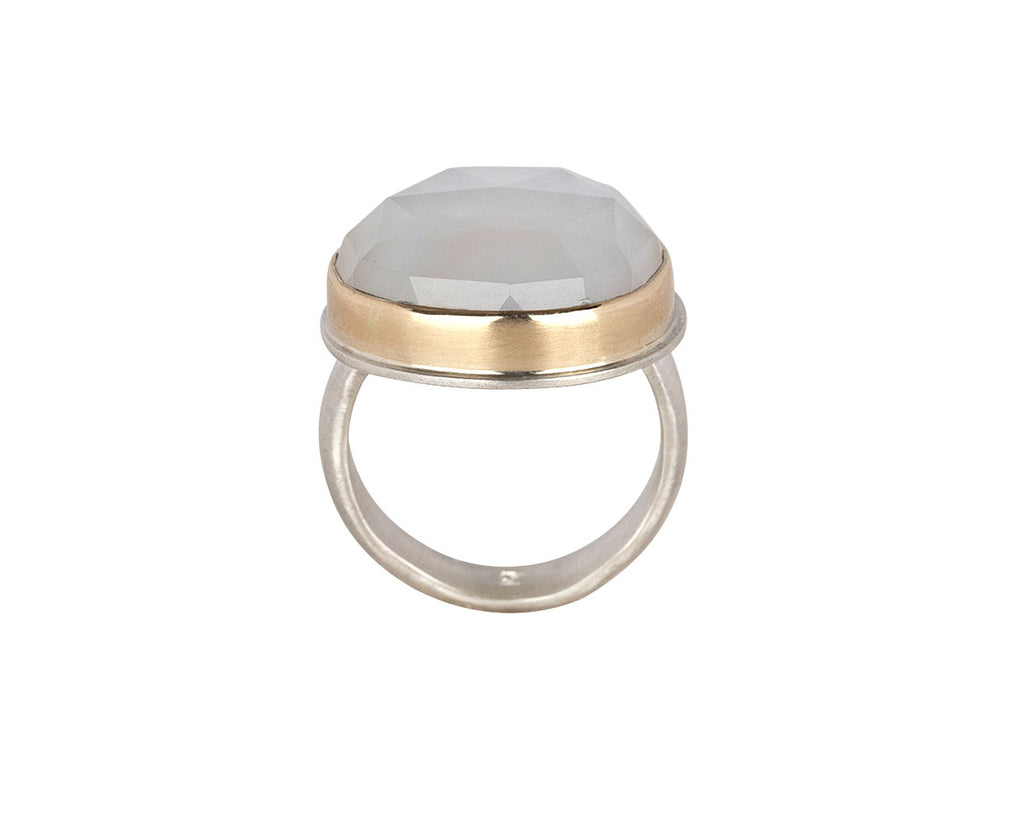 Jamie Joseph Asymmetrical Rock Crystal Mother-of-Pearl Doublet Ring Top