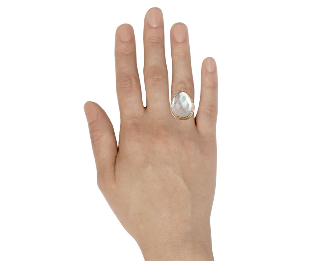 Jamie Joseph Asymmetrical Rock Crystal Mother-of-Pearl Doublet Ring Profile