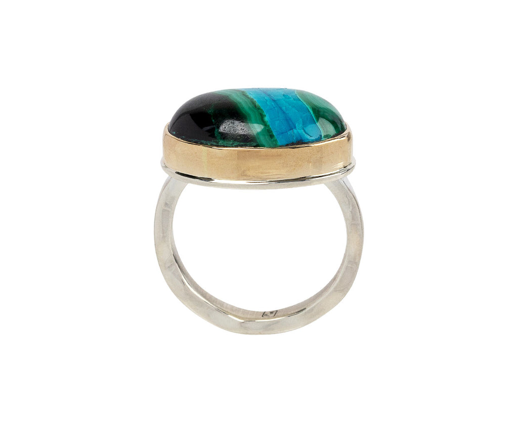 Oval Malachite Azurite Stone Ring