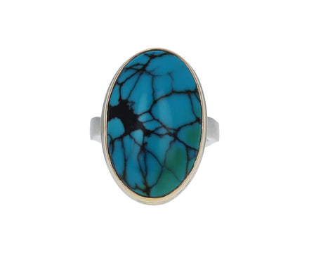 Vertical Oval Hubei Turquoise Ring