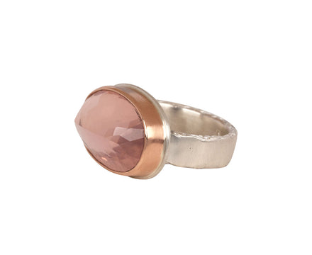 Jamie Joseph Oval Inverted Rose Quartz Ring Side