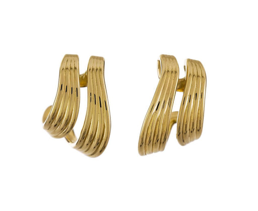 Yellow Gold Stream Line Double Hoops - TWISTonline 