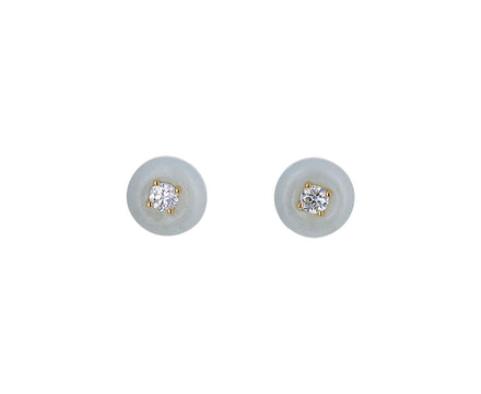 Milky Aquamarine and Diamond Orbit Stud Earrings