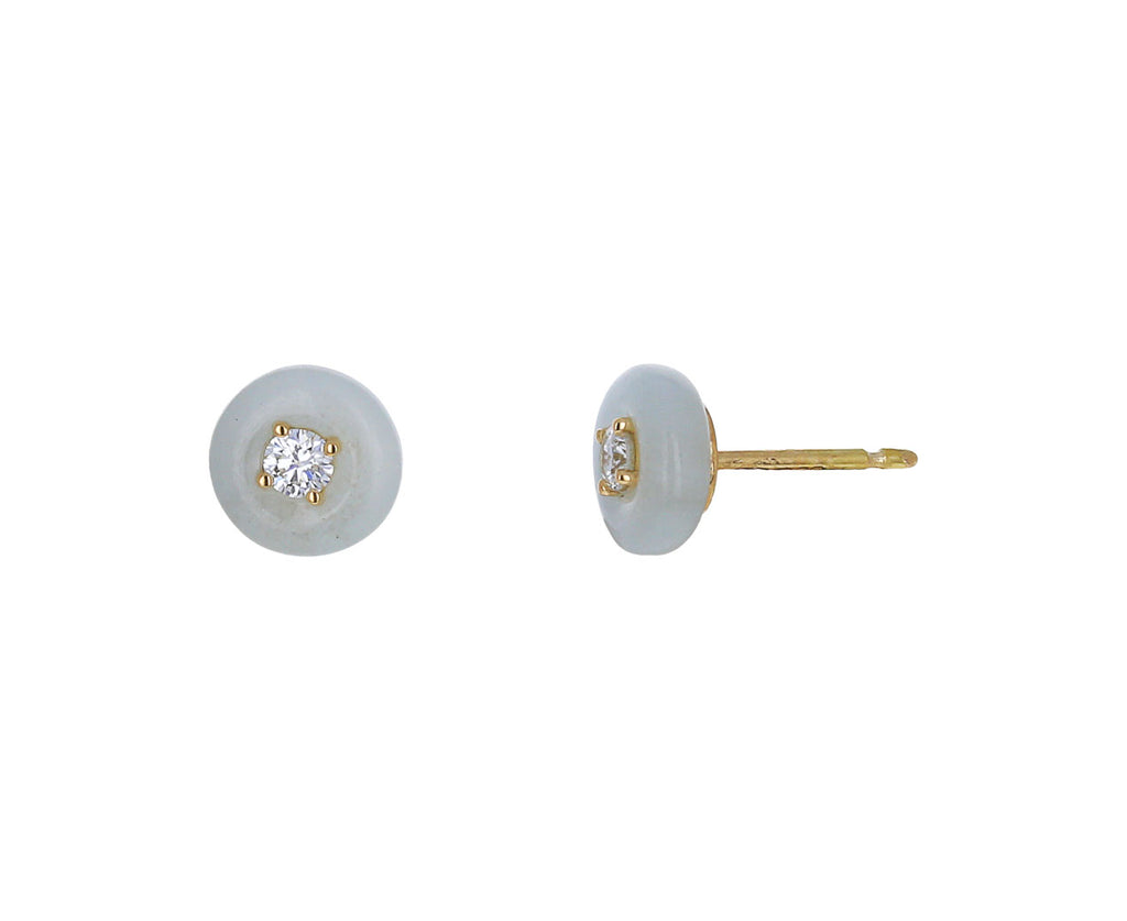 Milky Aquamarine and Diamond Orbit Stud Earrings