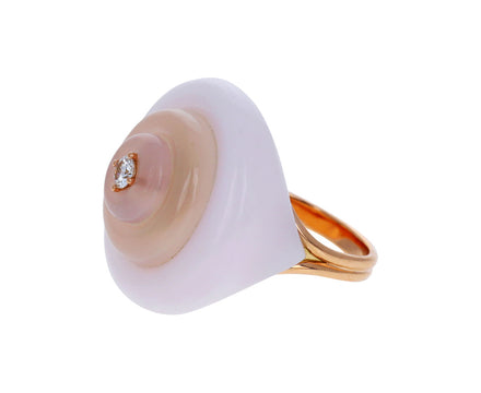 Pink Opal, Rose Quartz and Diamond Signet Ring