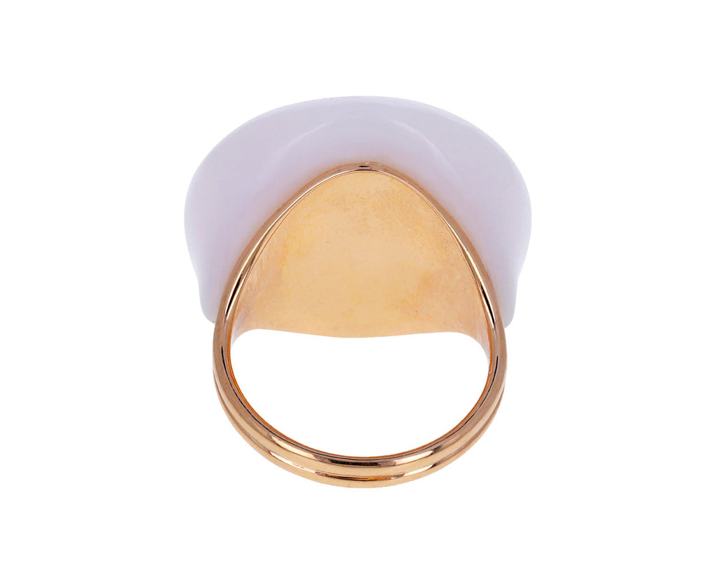 Pink Opal Rose Quartz and Diamond Signet Ring
