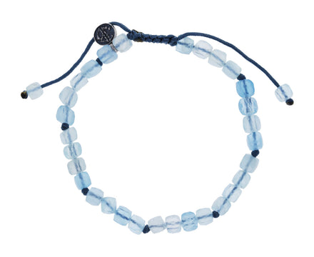 Faceted Square Aquamarine Beaded Bracelet