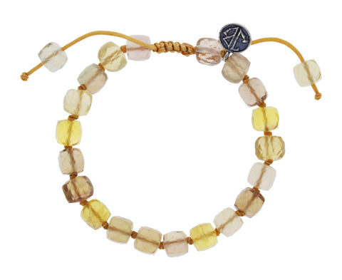 Large Square Citrine Quartz Beaded Bracelet