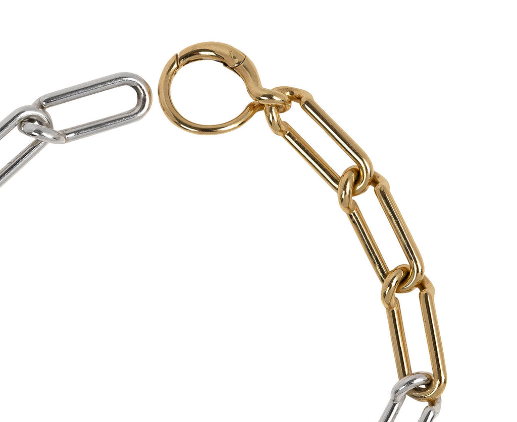 Kloto Silver and Gold Merge Chain Bracelet Clasp Close Up