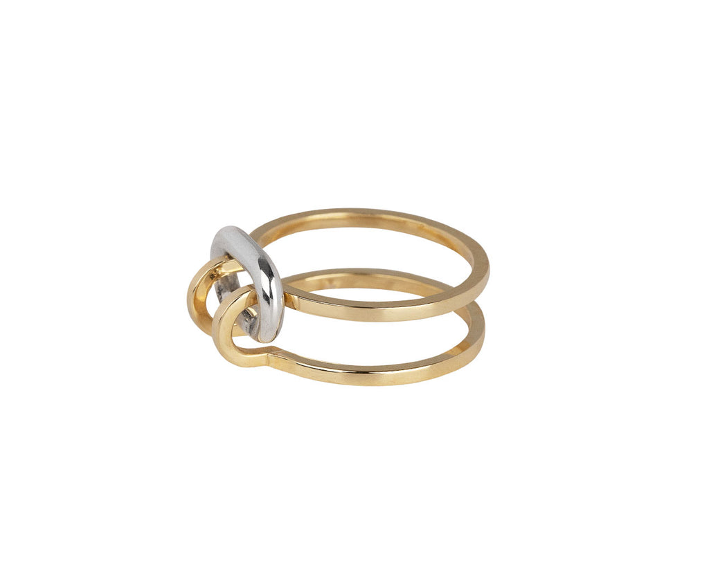 Kloto Gold and Silver Bolt Ring Side Flip Up