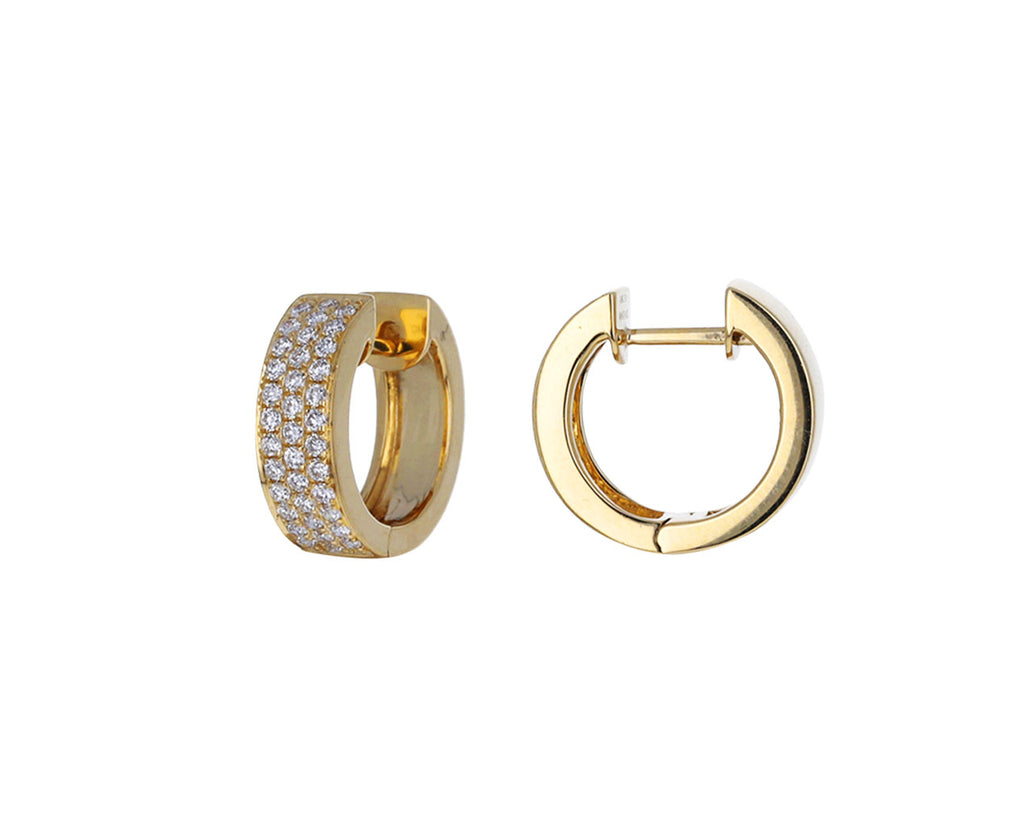 Anita Ko Triple Row Diamond Huggie Hoop Earrings Side