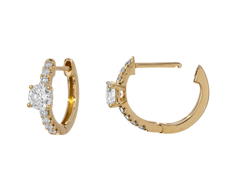 Anita Ko Round Diamond Set Huggie Hoops Side