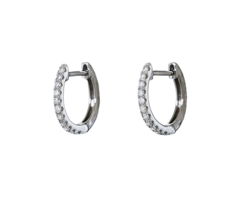 Small White Gold Diamond Huggie Earrings - TWISTonline 