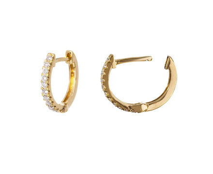 Yellow Gold Diamond Huggie Hoops - TWISTonline 