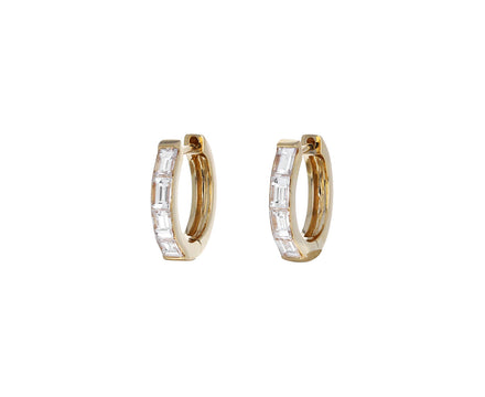 Baguette Diamond Huggie Hoop Earrings